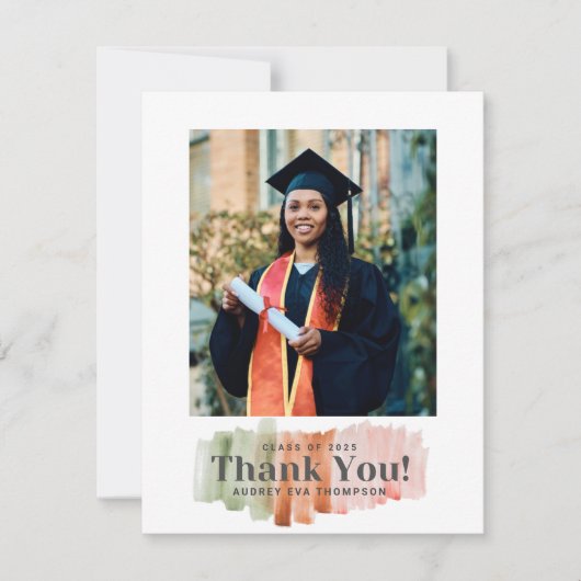 Waterverf Kleuren Afstuderen Dank u Kaart (Voorkant)