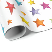 Waterverf kleurensterren cadeaupapier (Rol Hoek)