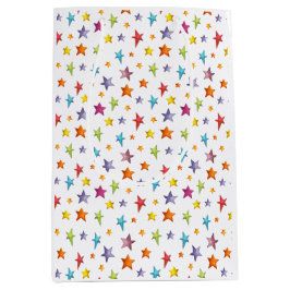 Waterverf kleurensterren die papier verpakken medium cadeauzakje