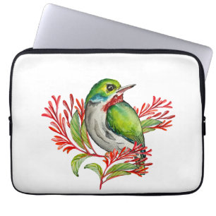 Waterverf kleurige tropische vogel laptop sleeve