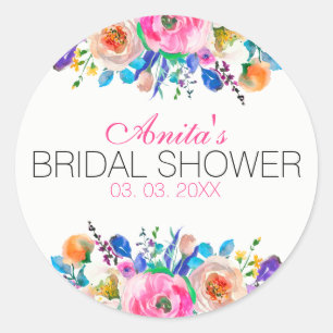 Waterverf Kleurrijk Boeket Ronde Sticker