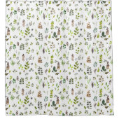 Waterverf kleurrijk Eucalyptus Leaves Patroon Douchegordijn (Voorkant)