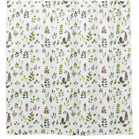 Waterverf kleurrijk Eucalyptus Leaves Patroon Douchegordijn (Voorkant)