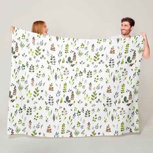 Waterverf kleurrijk Eucalyptus Leaves Patroon Fleece Deken (In situ)