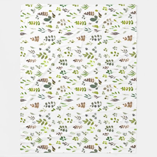 Waterverf kleurrijk Eucalyptus Leaves Patroon Fleece Deken (Voorkant)
