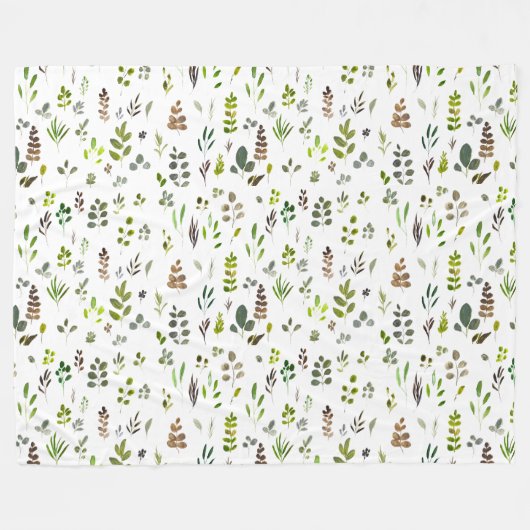 Waterverf kleurrijk Eucalyptus Leaves Patroon Fleece Deken (Voorkant (Horizontaal))