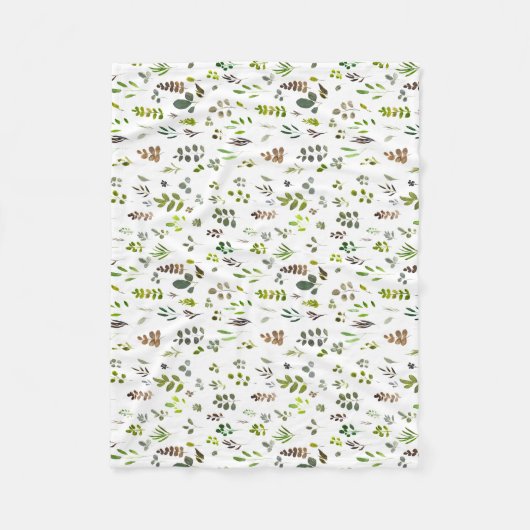Waterverf kleurrijk Eucalyptus Leaves Patroon Fleece Deken (Voorkant)