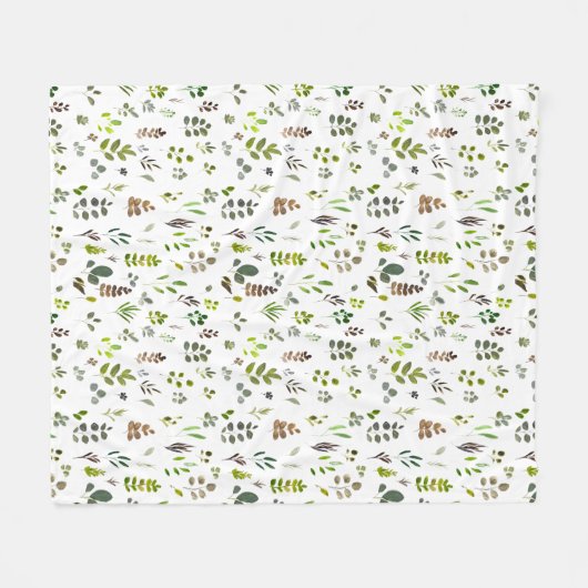 Waterverf kleurrijk Eucalyptus Leaves Patroon Fleece Deken (Voorkant (Horizontaal))