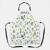 Waterverf kleurrijk Eucalyptus Leaves Patroon Schort (Voorkant)