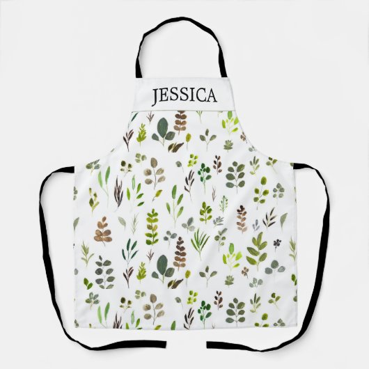 Waterverf kleurrijk Eucalyptus Leaves Patroon Schort (Voorkant)