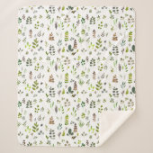 Waterverf kleurrijk Eucalyptus Leaves Patroon Sherpa Deken (Voorkant)