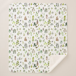 Waterverf kleurrijk Eucalyptus Leaves Patroon Sherpa Deken