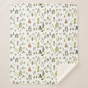 Waterverf kleurrijk Eucalyptus Leaves Patroon Sherpa Deken