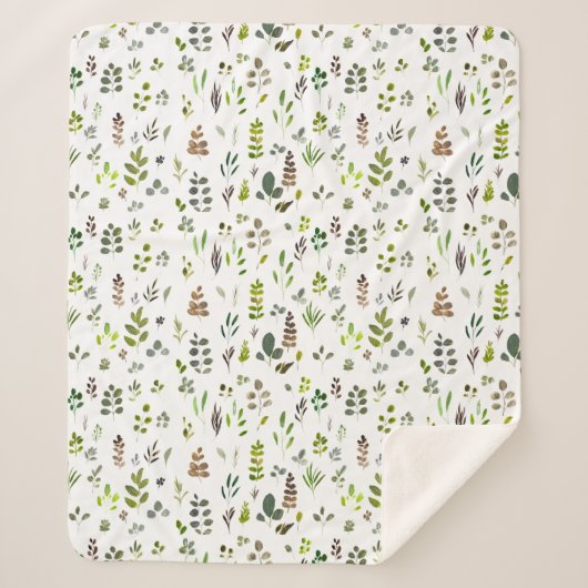 Waterverf kleurrijk Eucalyptus Leaves Patroon Sherpa Deken (Voorkant)