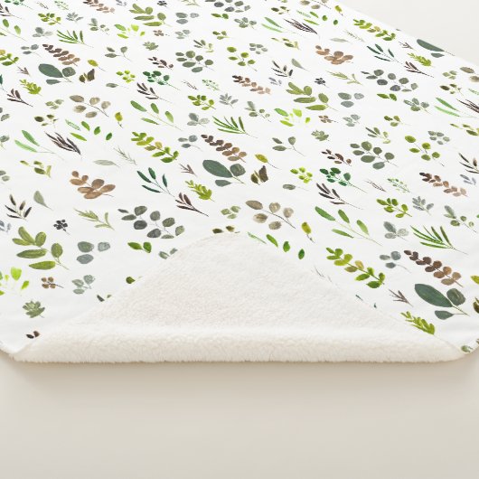 Waterverf kleurrijk Eucalyptus Leaves Patroon Sherpa Deken (3/4)