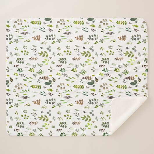 Waterverf kleurrijk Eucalyptus Leaves Patroon Sherpa Deken (Voorkant (horizontaal))