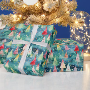 Waterverf Kleurrijk Festief Regenboog Kerstboom Cadeaupapier