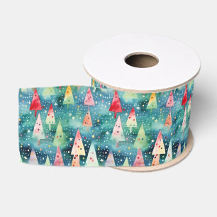 Waterverf Kleurrijk Festief Regenboog Kerstboom Grosgrain Lint
