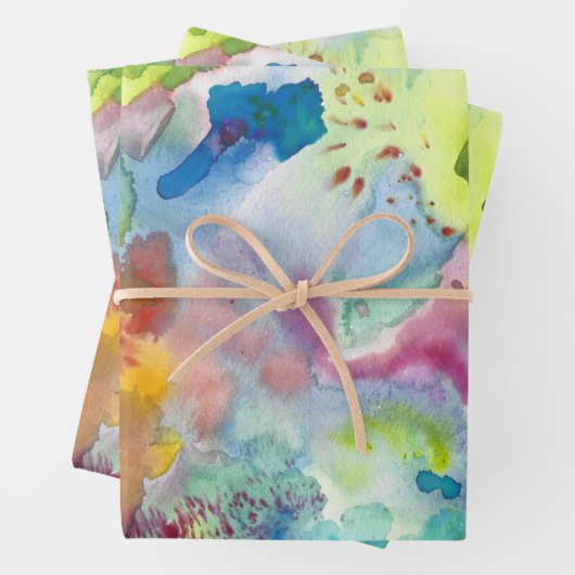 Waterverf kleurrijk gestructureerd schilderij leve inpakpapier vel (In situ)