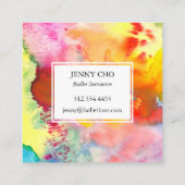 Waterverf kleurrijk gestructureerd schilderij leve vierkante visitekaartje (Achterkant)