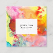 Waterverf kleurrijk gestructureerd schilderij leve vierkante visitekaartje (Voorkant)