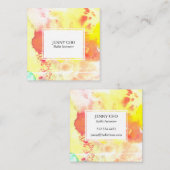 Waterverf kleurrijk getextureerd schilderij in noo vierkante visitekaartje (Voorkant / Achterkant)