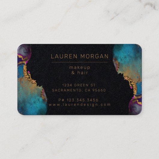 Waterverf Kleurrijk Gouden Geweven Visitekaartje (Achterkant)