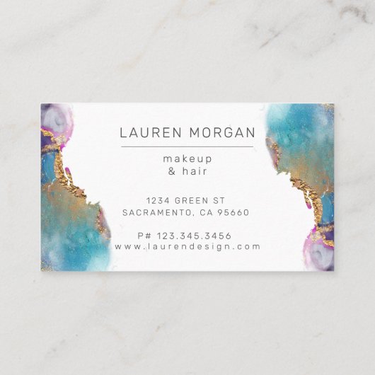 Waterverf Kleurrijk Gouden Textuur Visitekaartje (Achterkant)