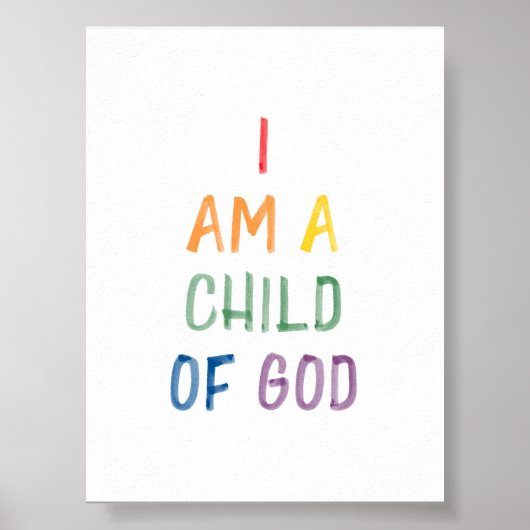 Waterverf kleurrijk Ik ben een Kind van God print (Voorkant)