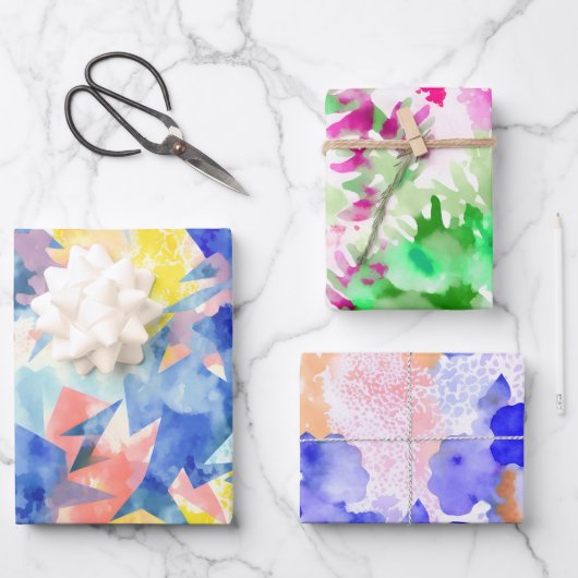 waterverf kleurrijk inpakpapier vel (Voorkant)