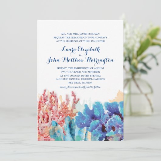 Waterverf kleurrijk koraalrif | Weddenschap Kaart (Staand voorkant)