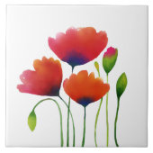 Waterverf Kleurrijk Poppies Design Tegeltje (Voorkant)