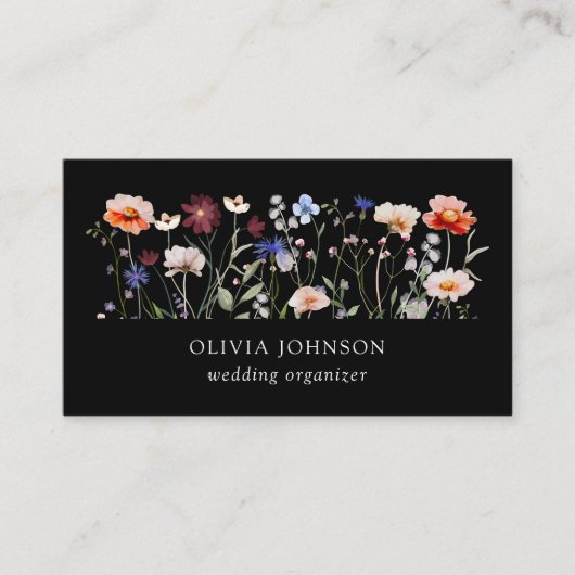Waterverf Kleurrijk Wildflower Visitekaartje (Voorkant)