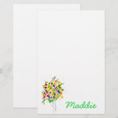 Waterverf kleurrijke abstracte boom briefpapier (Voorkant / Achterkant)