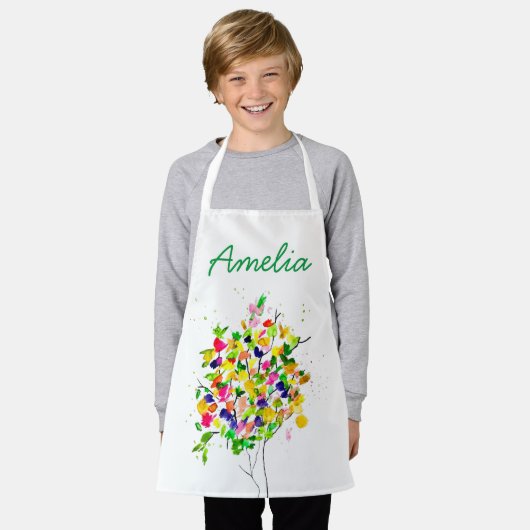 Waterverf kleurrijke abstracte boom schort (Gedragen)