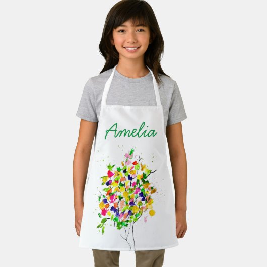 Waterverf kleurrijke abstracte boom schort (Insitu)