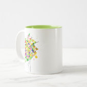 Waterverf kleurrijke abstracte boom tweekleurige koffiemok (Voorkant links)