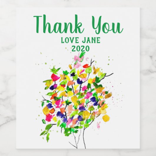 Waterverf kleurrijke abstracte boom wijn etiket (Enkel label)