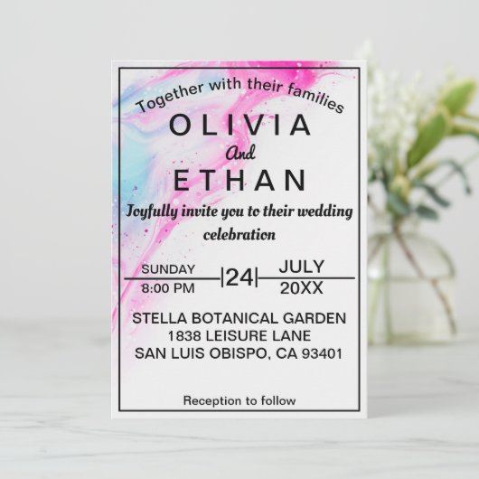 Waterverf Kleurrijke Abstracte Moderne Bruiloft Kaart (Staand voorkant)