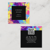 Waterverf Kleurrijke Abstracte zwarte QR-code Vierkante Visitekaartje (Voorkant / Achterkant)