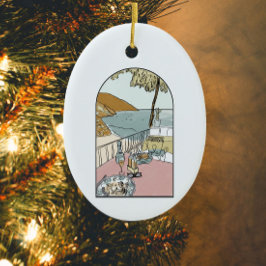 Waterverf kleurrijke Amalfikust, Italië Keramisch Ornament