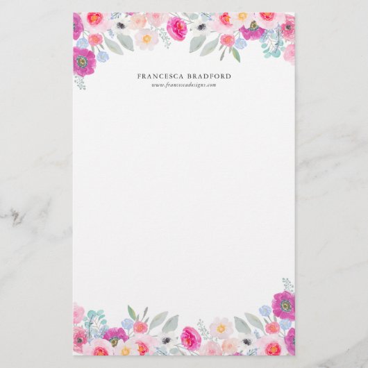 Waterverf kleurrijke annemonen Aangepast Briefpapier (Voorkant)
