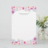 Waterverf kleurrijke annemonen Aangepast Briefpapier (Staand voorkant)