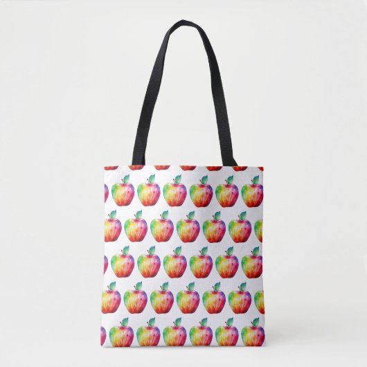 Waterverf Kleurrijke Apple Pattern Tote Bag (Voorkant)