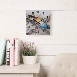 Waterverf kleurrijke bijenteelt vierkante klok