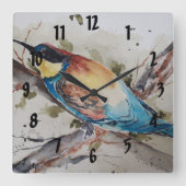 Waterverf kleurrijke bijenteelt vierkante klok (Voorkant)