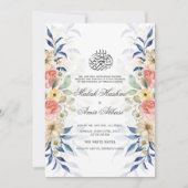 Waterverf Kleurrijke bloemblaadjes Moslimbruiloft Kaart (Voorkant)