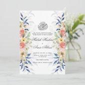 Waterverf Kleurrijke bloemblaadjes Moslimbruiloft Kaart (Staand voorkant)