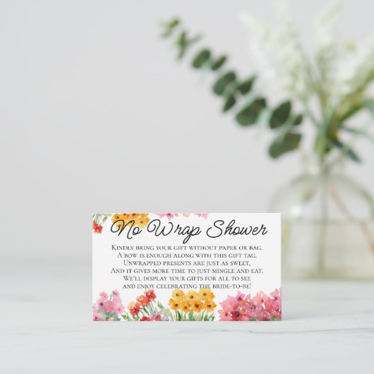 Waterverf Kleurrijke Bloemen Geen Geschenkverpakki Informatiekaartje (Staand voorkant)