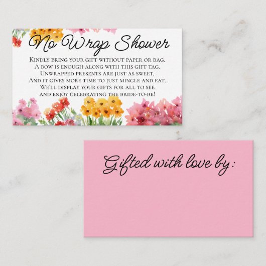 Waterverf Kleurrijke Bloemen Geen Geschenkverpakki Informatiekaartje (Voorkant / Achterkant)